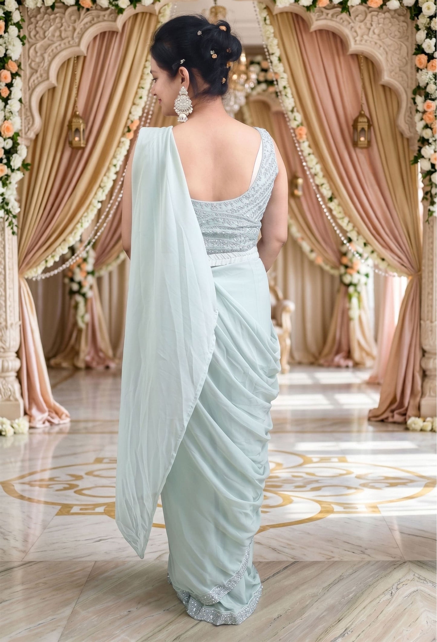 Ready To Wear Sequence Work Drape Saree with Separate Jacket