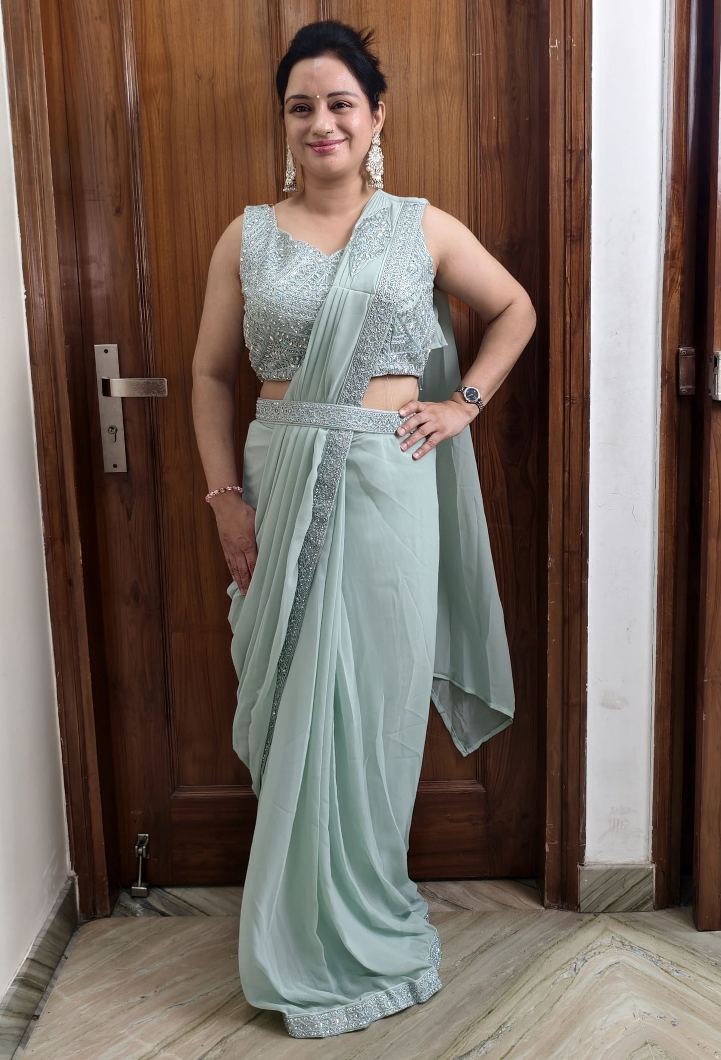 Ready To Wear Sequence Work Drape Saree with Separate Jacket