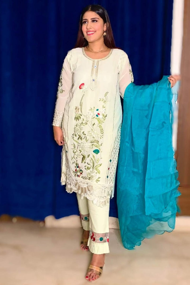 Pakistani Style Straight Suit Set in Pista Green-spendworthclothing-Cotton-Suits-sets,Easy-Returns,Free-Shipping,Plazo-Suits,Sharara-Garara-Suits,SPEEDY DELIVERIES,SUIT SET,SUIT-SETS