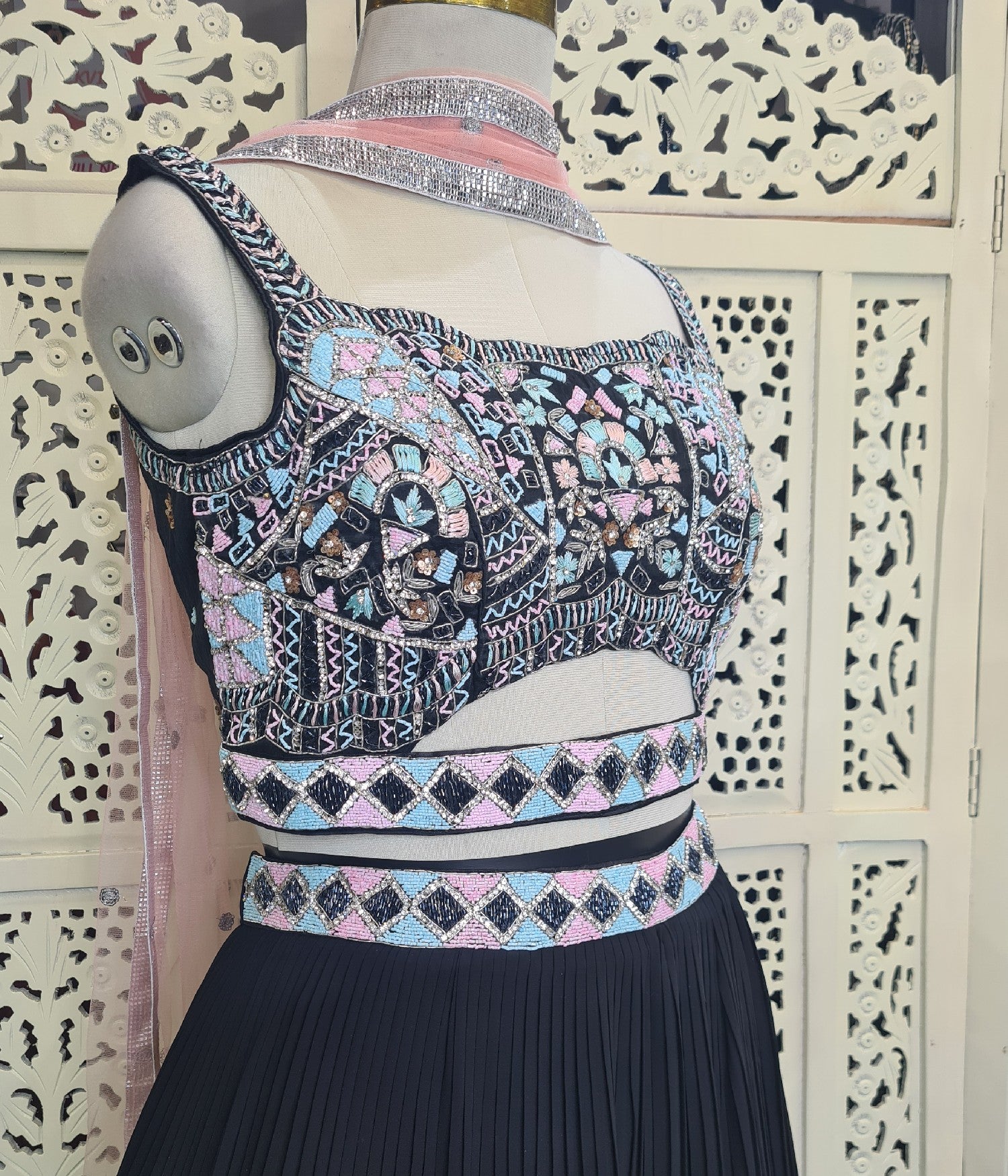 Beautiful Lehenga Choli in Black-spendworthclothing-Color_Black,Easy-Returns,Free-Shipping,Indo-Western-Lehengas,Item Type_Indo Western Lehenga,Item Type_Light Weight Lehenga,LEHENGA-SETS,Light-Weight-Lehenga,Material_Georgette,Size_Large,Size_Medium,Size_Small,Size_XL,Speedy-Deliveries