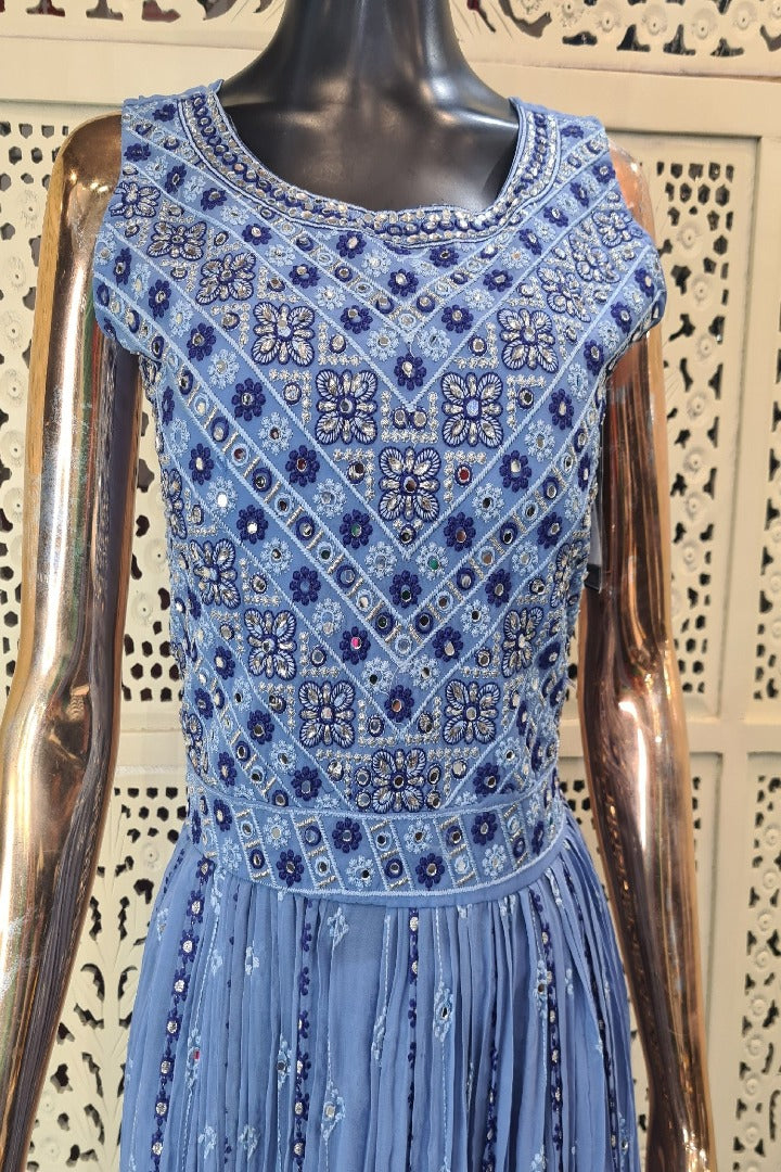 Contrast Plazo Suit Set In Blue-spendworthclothing-Color_Blue,Easy-Returns,Free-Shipping,Item Type_Plazo Suits,Item Type_Sharara Garara Suits,Material_Georgette,Plazo-Suits,Sharara-Garara-Suits,Size_Large,Size_Medium,Size_Small,Speedy-Deliveries,SUIT-SETS